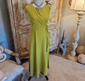 Women’s Wrap-Style Maxi Dress in Chartreuse